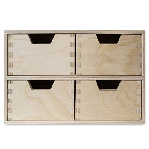 Creative Deco Mini Houten Kist met 4 Laden | Opbergkast | Onbeschilderd Multiplex | 28,5 x 20 x 19 cm | Perfect voor… - Afbeelding 5