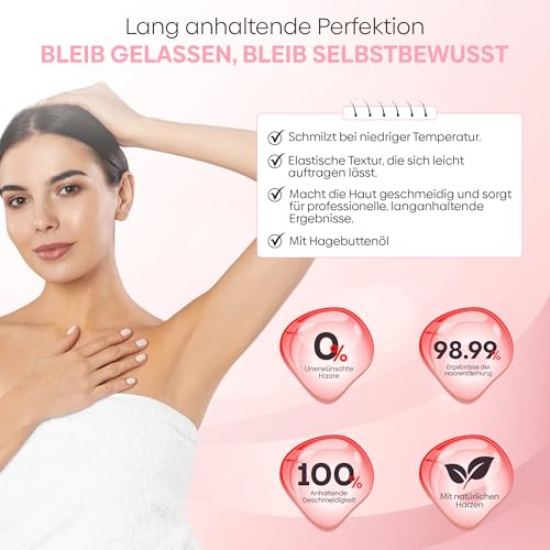 SELAS Wachsperlen Hagebutte 800g – Hard Wax Beans & Warmwachs Perlen für Haarentfernung | Heißwachs für Gesicht & Körper | Geeignet für empfindliche Haut, Wachserhitzer, Wax Warmer & Wachsgerät