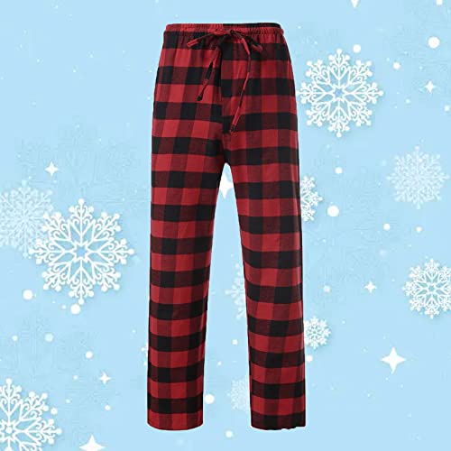 Men's Casual Pants Plaid Print Lounge Homewear Plaid Pajama Trousers Elastic Waist Drawstring Loose Fit Jogging Pants4