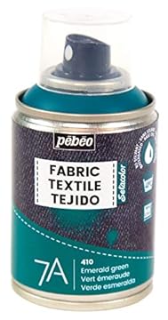 Pebeo - Fabric Paint Spray for Textiles 7A Spray - Natural and synthetic fabrics - Water-based - Solvent-free - Permanent Fabric Dye Machine-Washable - Spray Paint for textile design - Emerald green