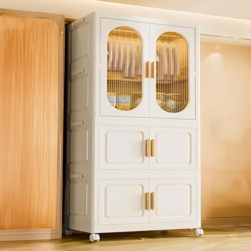 Image of StarAndDaisy Kids Wardrobe /Multifunctional Collapsible Plastic Wardrobe /Almirah for Baby /Kids- Storage Cabinet - Dustproof Organizer for Baby Clothes, Toys (37012 -White)