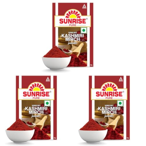 Image of Sunrise Pure Kashmiri Mirch Spice Powder Pouch, 50 gram (Pack of 3)