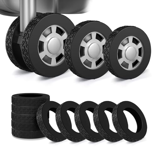 DGMDGS 10 Pack Luggage Wheel Covers 3 Size Protector Cover for 1.89-2.04 Suitcase Spinner Wheels Upgraded Wear-Resistant Silent Shock Absorption Luggage Accessories for Carry-On Travel (Black S)