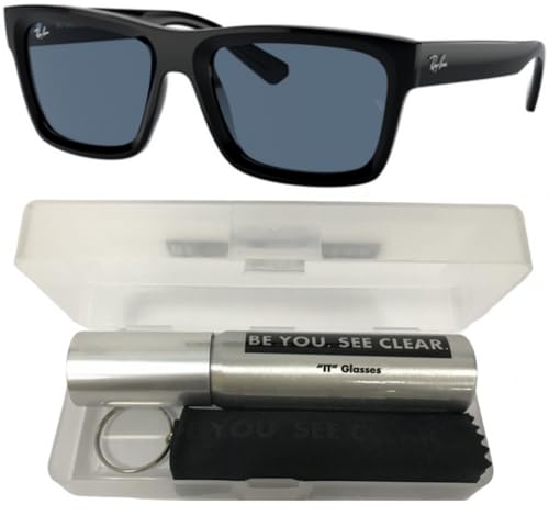 Ray-Ban RB4396 Sunglasses Bundle: RB 4396 WARREN 667780 Black/Dark Blue Polyamide Standard and Eyewear Cleaning Kit2