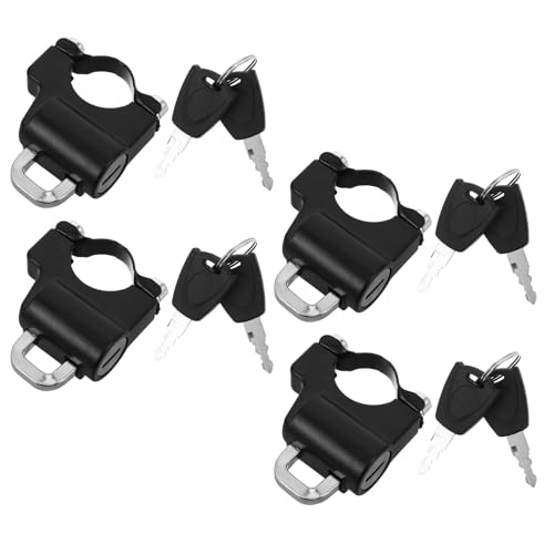BELLIFFY Antivol de Casque pour Moto 4 Pièces Crochet Antivol de Guidon 20-26 CM en ABS Résistant aux Intempéries Serrure Sécurisée Compatible Motos Scooters et Vélos pour Protection