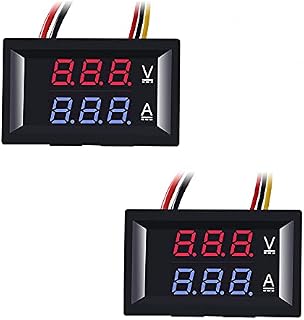 ALMOCN 2pcs 0.28" LED Voltmeter Ammeter, Red and Blue Digital Multimeter Display Voltage Current Tester,DC 0-100V 10A Detector Voltage Current Meter Panel Amp Volt Gauge