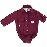 Bull Red Baby Boys PFG Vented Fishing Shirt Button Up One Piece (8 Color Options)