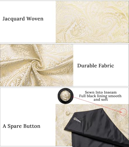 Image of DiBanGu Mens Vest and Tie Set Formal Paisley Waistcoat and Necktie Pocket Square Cufflinks Silk Suit Vest for Tuxedo Wedding