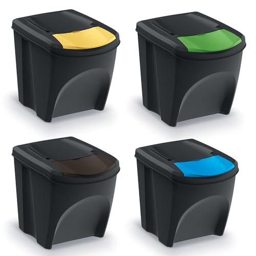 Keden Sortibox Juego de Cubos de Reciclaje Apilables (4, 25L)