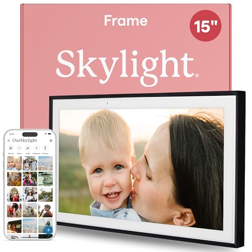 Image of Skylight Digital Picture Frame: 15 Inch WiFi Enabled with Load from Phone Capability, Touch Screen Digital Photo Frame Display - Customizable Gift for Friends and Family - Black