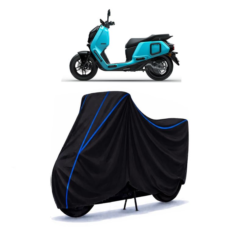 Image of Scooty Cover Water Resistant for Electric | Universal Scooter & Bike Cover | Heavy Duty UV Dust, Rain & Scratch Protection Weather Indoor Outdoor | Black with Blue Piping