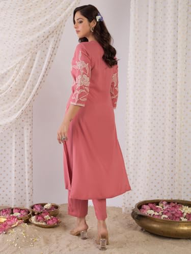 Image of INDO ERA Women's Embroidered Anarkali Kurta Pant Set with Dupatta | Co Ord Set For Women Stylish