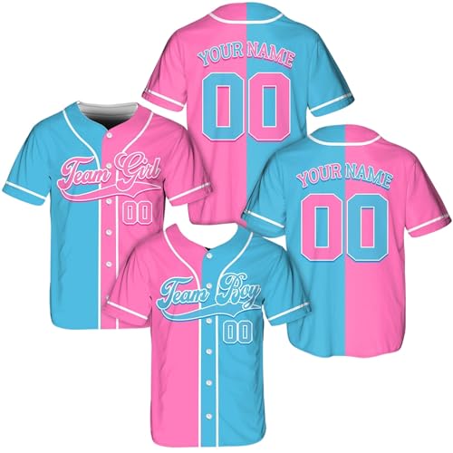 Personalized Baby Reveal Baseball Jersey, Blue or Pink