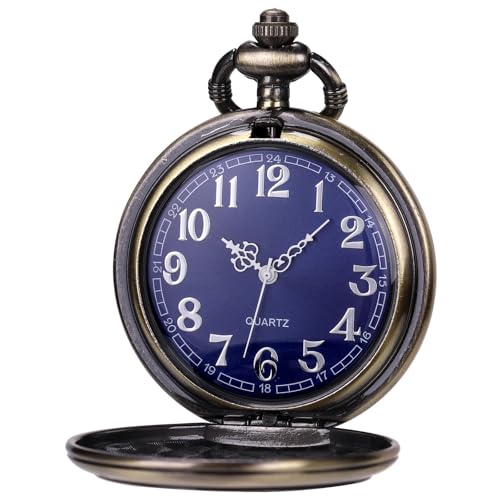Image of SIBOSUN Pocket Watch with Chain Oversized 50MM 1.96 Inch Deer Reindeer Woodland Men Vintage Box Quartz Pocket Watches Analog