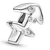 Sagittarius sterling silver charm with clear cubic zirconia