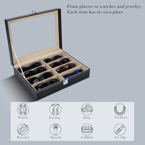 Image of AUTOARK Leather 8 Piece Eyeglasses Storage and Sunglass Glasses Display Case Organizer