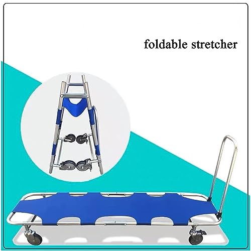 Stretcher Bed Emergency Stretcher,Stretcher,Folding Stretcher Stretcher Portable, Aluminum Alloy Folding Stretcher, Bring 4 Wheels Rescue Stretcher, Drawbar First Responder Backboard, Spine