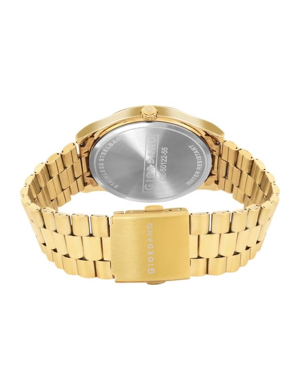 Image of Giordano Analog Watch for Men with Two-Tone Stainless Steel Strap & Textured Dial, Day-Date Display, Elegant Casual Style