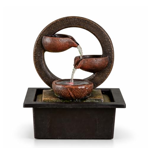 ZEN'LIGHT, Fontaine d'Intérieur Zen Terai, Décoration d'intérieur Originale, Ecoulement d'Eau Naturel- Eclairage Led Multicolore, Pompe Silencieuse, L 17 x...