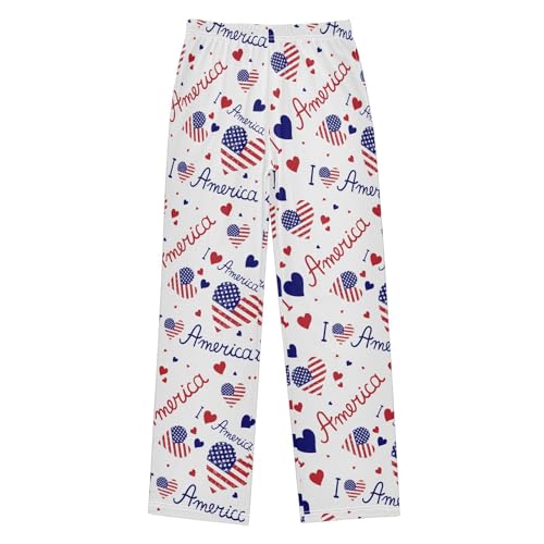 I Love America Boys Long Pants Soft Trousers Elastic Waist Kids Lounge Bottoms with Pockets S-XL