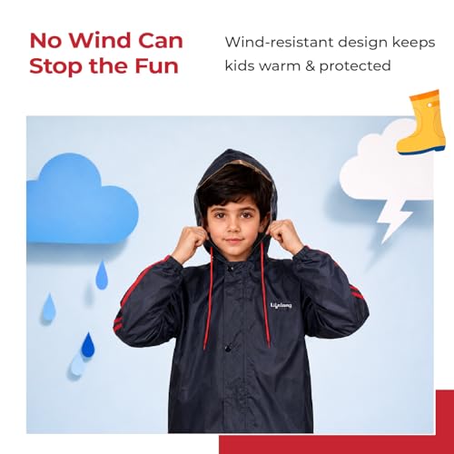 Image of Lifelong Reversible Double Layered Hooded Raincoat with Pants for Kids (Unisex) |Kids Rain Suit |Standard Length Rainwear with Elastic Cuffs | Rainwear for Boys & Girls (Age 14-16 Year, Blue)