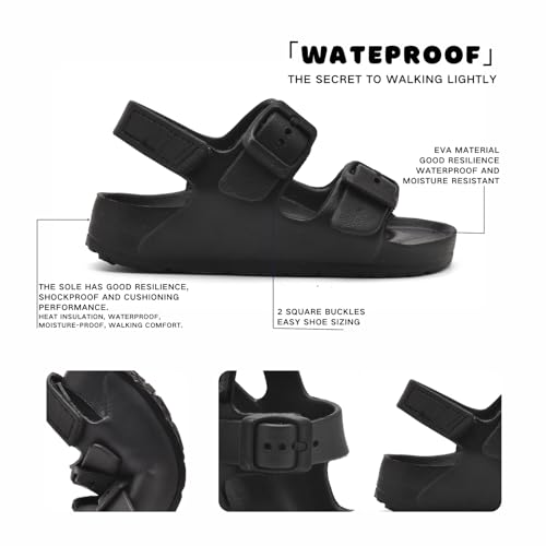 Image of Toddler Sandals Dual-Sized with Arch Support, Non-Slip EVA Buckle Water Shoes for Boys Girls, 5-12