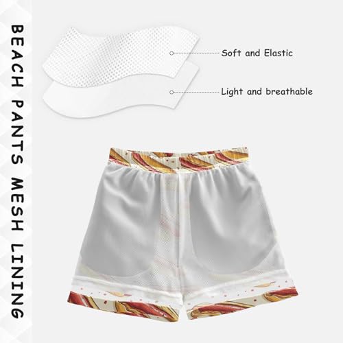 Pigsaly Boys Swim Trunks Hot Dog Food Polka Dots Boys Board Shorts Swimsuit Swimwear Summer Bathing Suit XS4