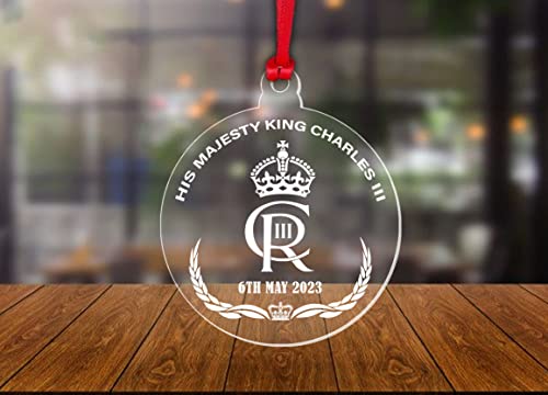 Handmade By Stukk HRH Royal Highness King Charles III Coronation Bauble Commemorative Keepsake, Purple,red,white, 9.3cm x 8cm - Image 2