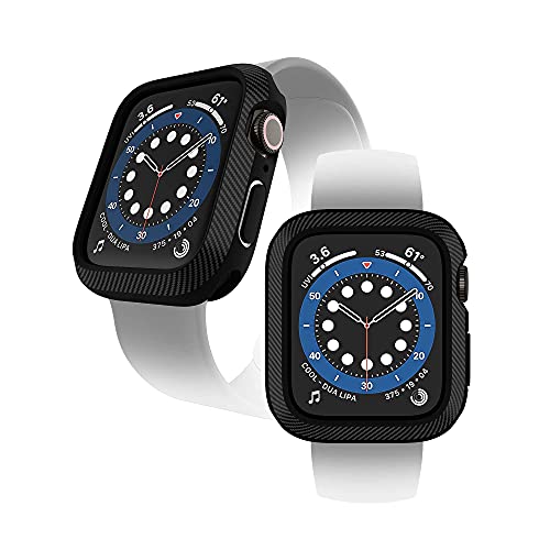 Techump Slim Carbon Fiber Pattern Design Matte Finish Tpu Case Impactio Compatible With Apple Watch Series 6/Se/5/4 44Mm, Ultra-Thin Protective Cover Bumper Compatible With Iwatch 6/Se/5/4 – Black #TOP1