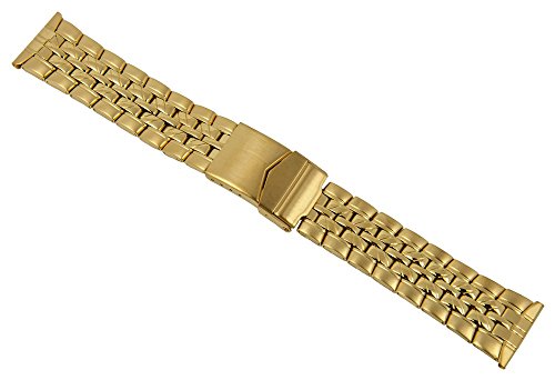 Preisvergleich Produktbild ROWI Uhrenarmband Edelstahl HiTecGold glänzend / matt 22mm Made in Germany 25570G