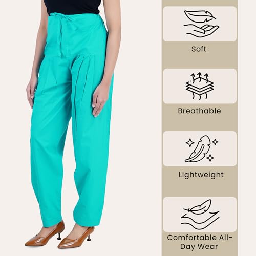 Image of Happy Bunny Salwar Pant for Women, Fine Cotton Ethnic Trousers with Drawstring Waist, Comfortable Daily, Office & Casual Wear Bottoms