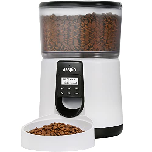 Automatic Cat Feeder, Arspic 4L Auto Cat Food Dispenser with Programmable Timer Feeder and Portion Control Automatic Pet…