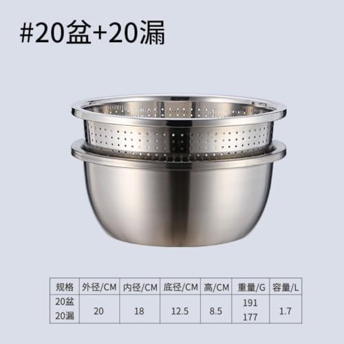 Kitchen The cooking Tool Accessories 级304不锈钢盆家用加厚盆子多功能沥水盆汤饭洗菜盆打蛋调料 image 5