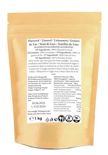 1 kg Brauner Leinsamen, glutenfrei, sojafrei, ganze Samen
