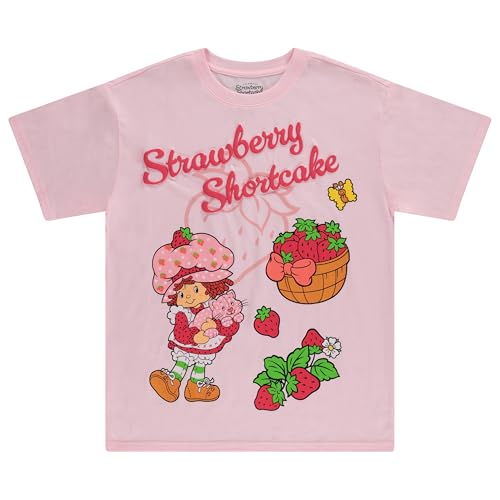 Strawberry Shortcake Ladies Fashion Shirt - Ladies Classic Clothing Blueberry Muffin Tee (Pink, Medium)