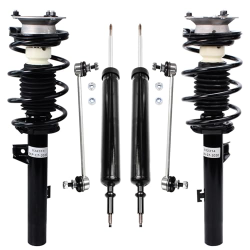 Image of Detroit Axle - Struts Shocks Kit for BMW 335i 328i 128i 135i [Exc. Sport Susp.] Complete Front 2 Struts with Coil Spring 2 Sway Bars Rear 2 Shock Absorbers Replacement