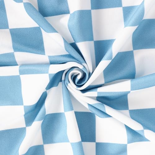 Image of TANOFAR 4-Pack Newborn Swaddle Blanket for Baby Girls & Boys, Ultra Soft Receiving Blankets with Matching Headband and Beanie Set Baby Nursery Swaddle Wrap (Blue Checkerboard)