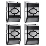 OSALADI 4pcs Solar Wall Lights LED Lighting Tool Outdoor Waterproof Yard Solar Lamp for Porch and Patio Fence Garden Use Black White Light