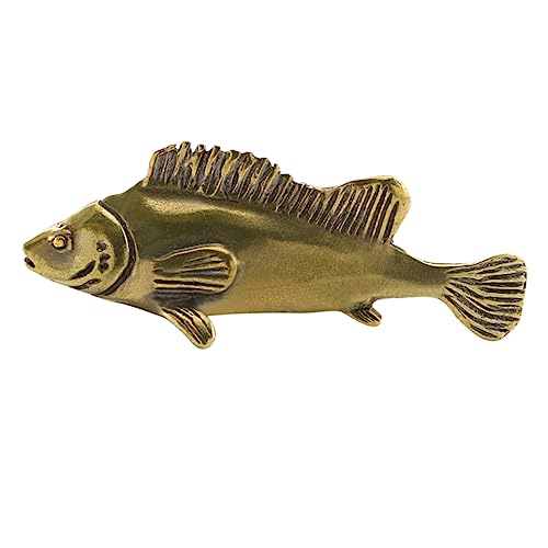 RORPOIR Adorno de estatuilla de Pescado Figurilla de Cobre Jugar nimiedad decoración del Tanque saludar Auto Favor Decoración de la Oficina decoración de Escultura de Pescado Light Brown
