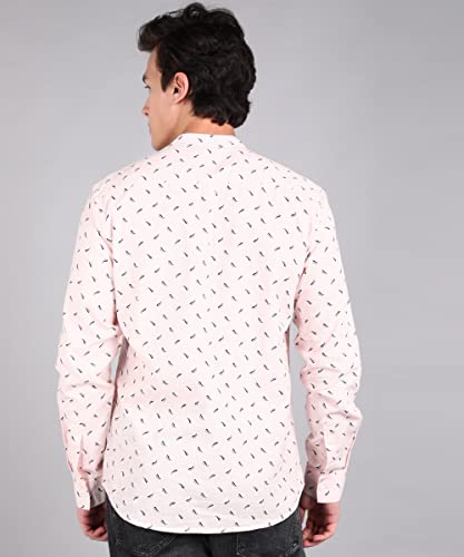 Image of Urbano Fashion Men's Cotton Full Sleeve Slim Fit Casual Printed Shirt with Mandarin Collar