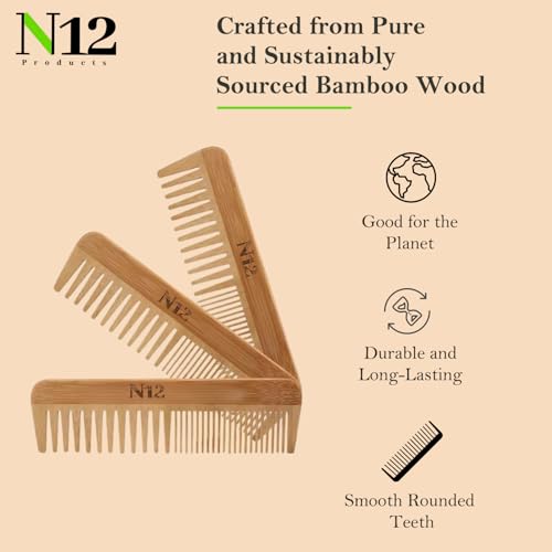 Set de 3 Peines de Bambú Natural Handmade 17.5 cm Anti-Frizz miniatura 2
