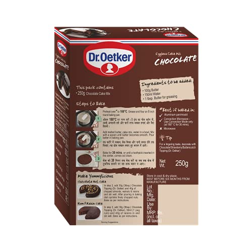 Image of Dr. Oetker FunFoods Chocolate Cake Mix, 250g | Eggless | Rich Chocolate Flavour | Soft & Moist Cake Made at Home (Pack of 3)