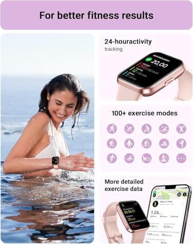 Smart Watch for Women Android & iPhone, Alexa Built-in, 1.8" Touch Screen Fitness Tracker with Answer/Make Calls, IP68 Waterproof Heart Rate/Sleep/SpO2 Monitor, Pedometer, 100+ Sport Modes - Image 6