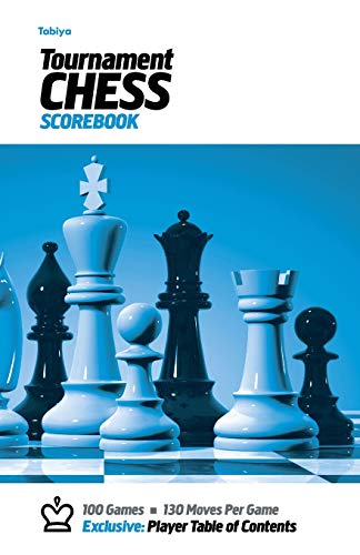 Tabiya Tournament Chess Scorebook: Cover Style: White with Blue Graphic