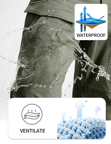 FREE SOLDIER Men's Tactical Water Repellent Ripstop Cargo Work Pants Men Hiking Nylon Spandex Trousers with 8 Pockets3
