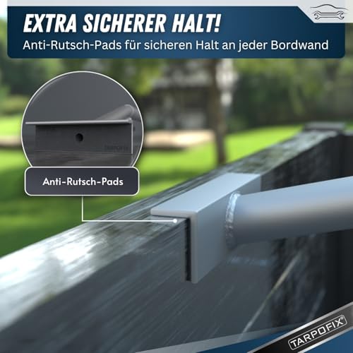 Tarpofix® Anhänger Planenbügel Flachplanenbügel 100-145 cm (1-4er Set) - Universell anpassbare Anhängerplanen Haltebügel - Langlebige & rutschfeste Alu Bügel für Flachplane - 100% Aluminium Spriegel