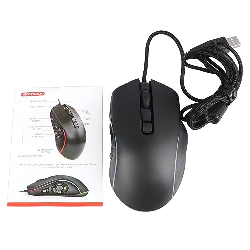 Sanpyl Mouse para jogos com fio com 10 botões laterais programáveis, mouse de atalho 800-7200DPI 6 D