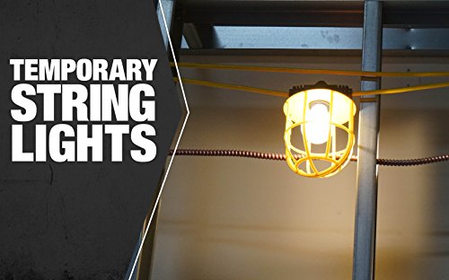 Southwire 7145Sw Temporary String Light, 14/2 Sjtw, 15-Amp Standard, Plastic Guard, Without Plug & Connector, 100-Foot,Yellow #TOP1