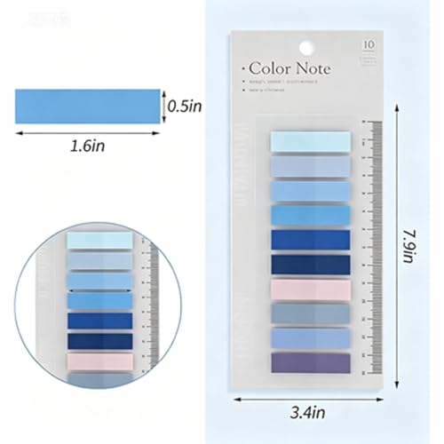Image of 9Pcs 1800 Sheets Transparent Sticky Note Tabs, Clear Sticky Note Tabs with Book Annotation Tabs Kits, Self-Stick Clear Sticky Notes, Revision Stationary for Tracing, Noting, Review, Sketch Drawings
