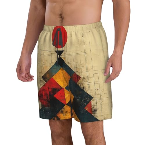 Men's Beach Shorts Board Casual Quick Dry Swim Trunks Holiday - Geometry Mid Century Sun Vintage2